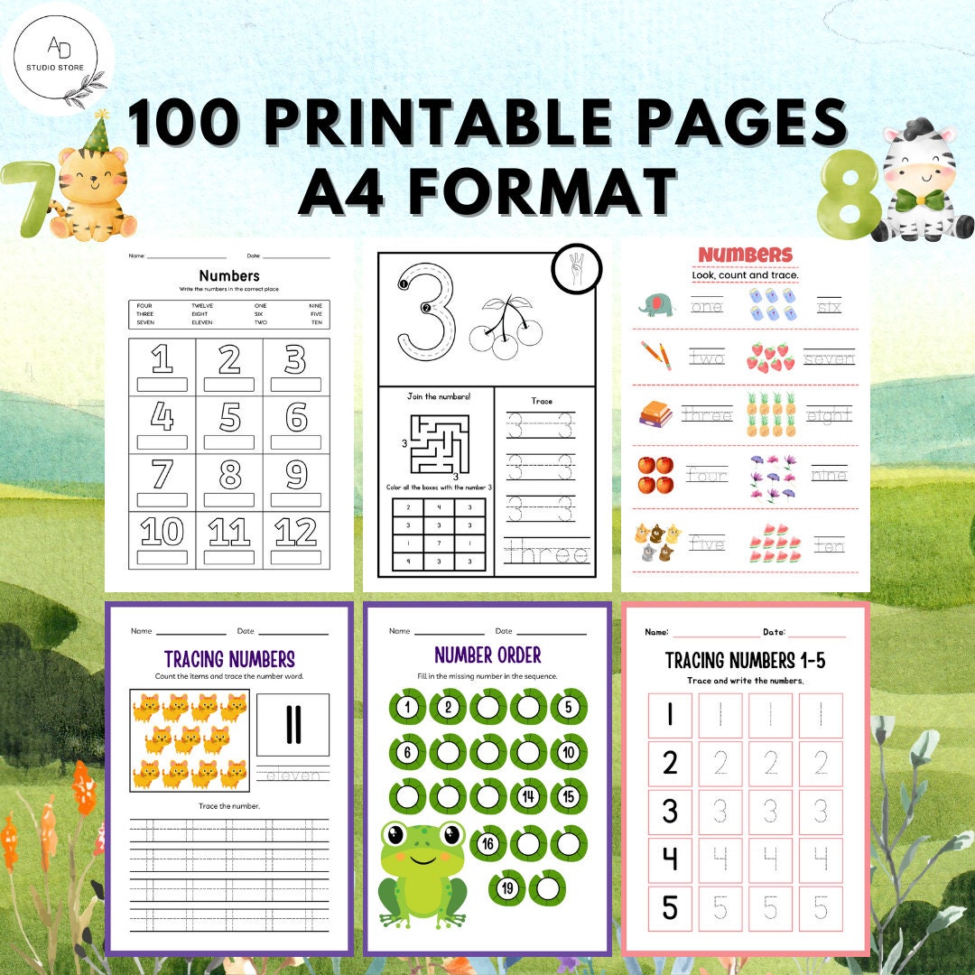 100 Printable Number Tracing and Counting Worksheets for Preschool ...