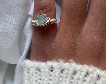 Wire wrapped genuine gemstone rings