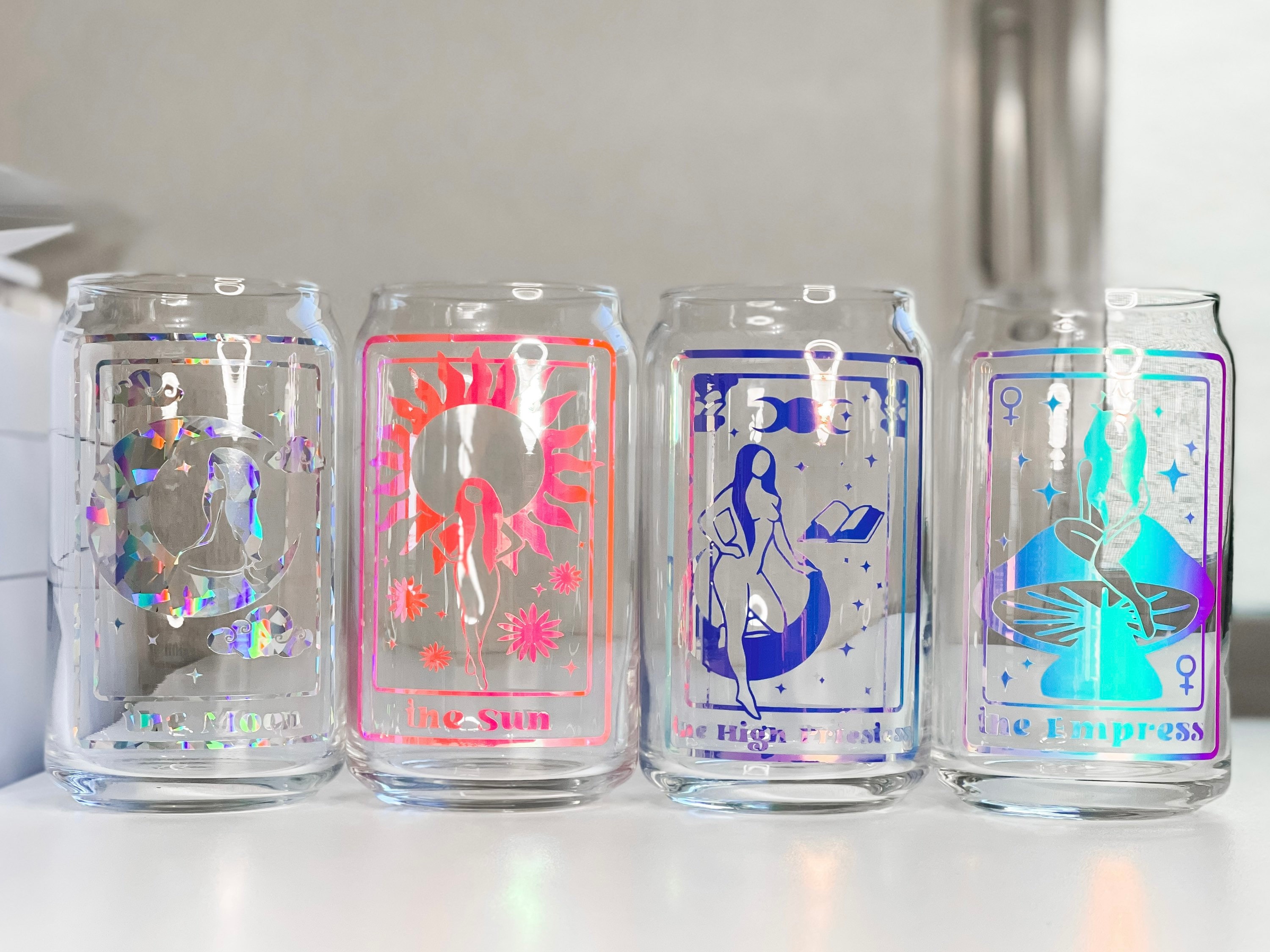 Holographic Tarot Glass Cups 