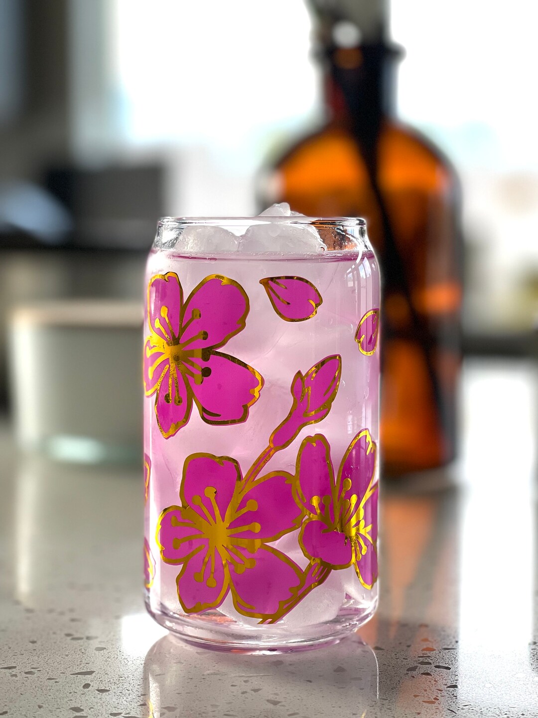 Cherry Blossom Color Changing Glass Cup Etsy