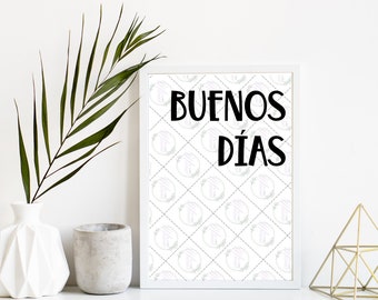 ESPAÑOL IMPRIMIBLE l Buenos Dias l Descarga inmediata en español l Dicho en español l Signo español l Decor para la casa l SImple Moderna