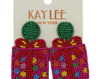 Kay Lee Christmas Present Gift Seed Bead Earrings