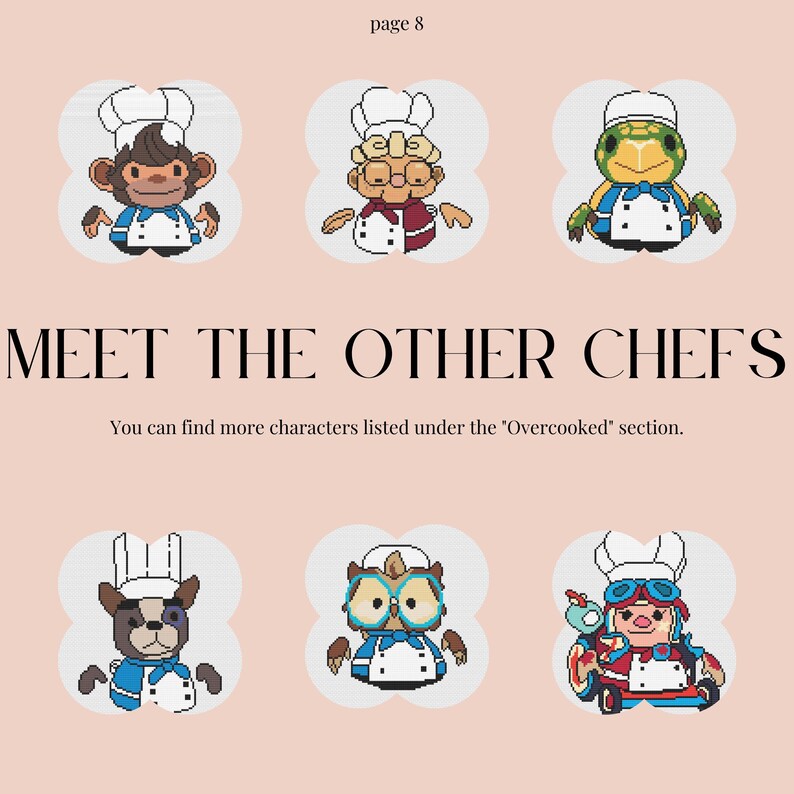 Over Cooked Characters Vector Overcooked Pig Chef Cross Stitch Pattern: Easy Design (digital Download ...