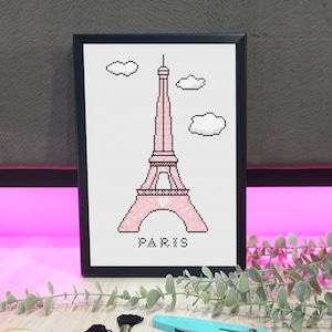 Eiffel Tower Cross Stitch Pattern: Paris Landmark, Beginner Friendly (PDF Download)