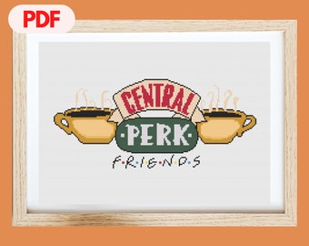 Central Perk Coffeehouse Friends | Cross Stitch PDF Pattern | Easy for beginner | Instant Download