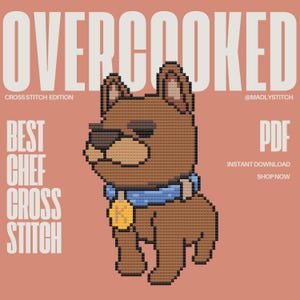 Overcooked Kevin Dog Cross Stitch Pattern: Beginner Easy (PDF Download)