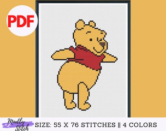Patrón de punto de cruz de Winnie Pooh: Diseño fácil para principiantes (Patrón PDF)