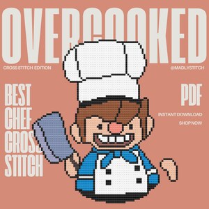 Overcooked Chopper Chef Cross Stitch pattern - Overcooked Series | instant download | easy to follow pattern