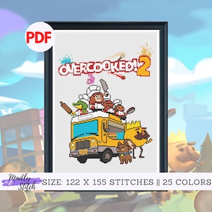 Overcooked 2 Poster Cross Stitch PDF pattern - Overcooked Series