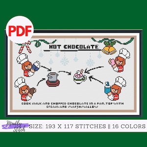 Overcooked Hot Chocolate Recipe Cross Stitch PDF pattern - Overcooked series Christmas season