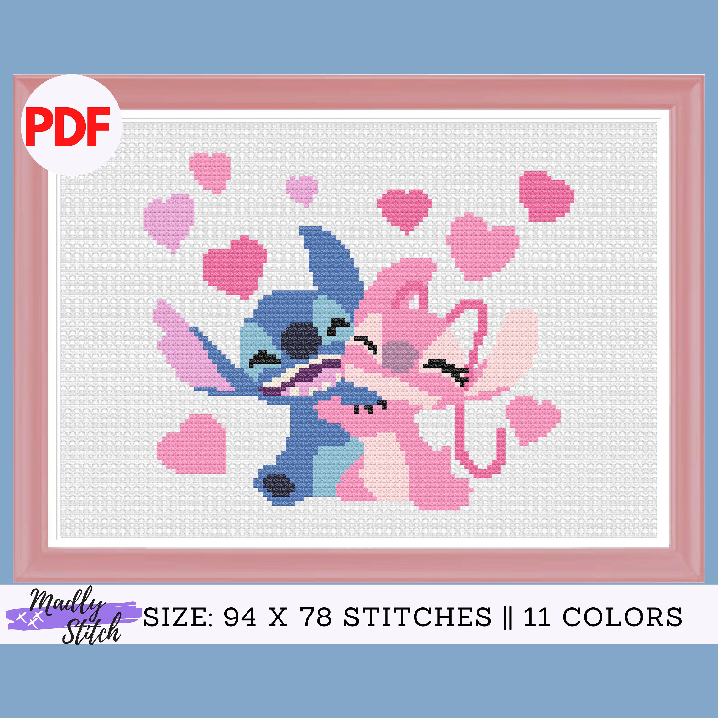 Pixel Art Stitch Et Angel Facile Stitch and Angel Cross Stitch Pattern PDF instant download - Etsy France