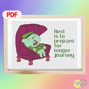 Rest for Longer Journey || Flippy Happy Tree Friends || Cross Stitch PDF Pattern easy for beginner cute design