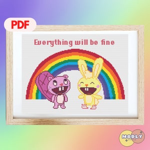 Happy Tree Friends Cross Stitch Pattern: Everything Will Be Fine (PDF Pattern)