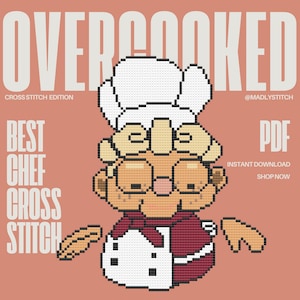 Overcooked Grandma Chef Cross Stitch pattern - Overcooked Series | instant download | easy to follow pattern