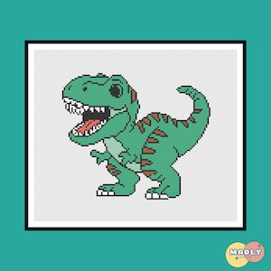 Dinosaur T-Rex Cross Stitch PDF Pattern | Easy for beginner | Instant Download