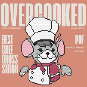 Overcooked Mouse Chef Cross Stitch pattern - Overcooked Series | instant download | easy to follow pattern