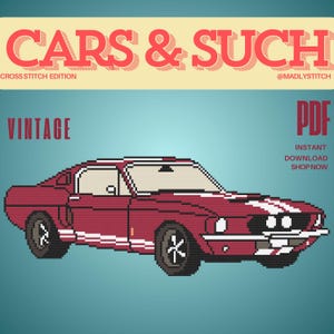 Ford Mustang 1967 Car Cross Stitch Pattern PDF instant download | easy for beginner