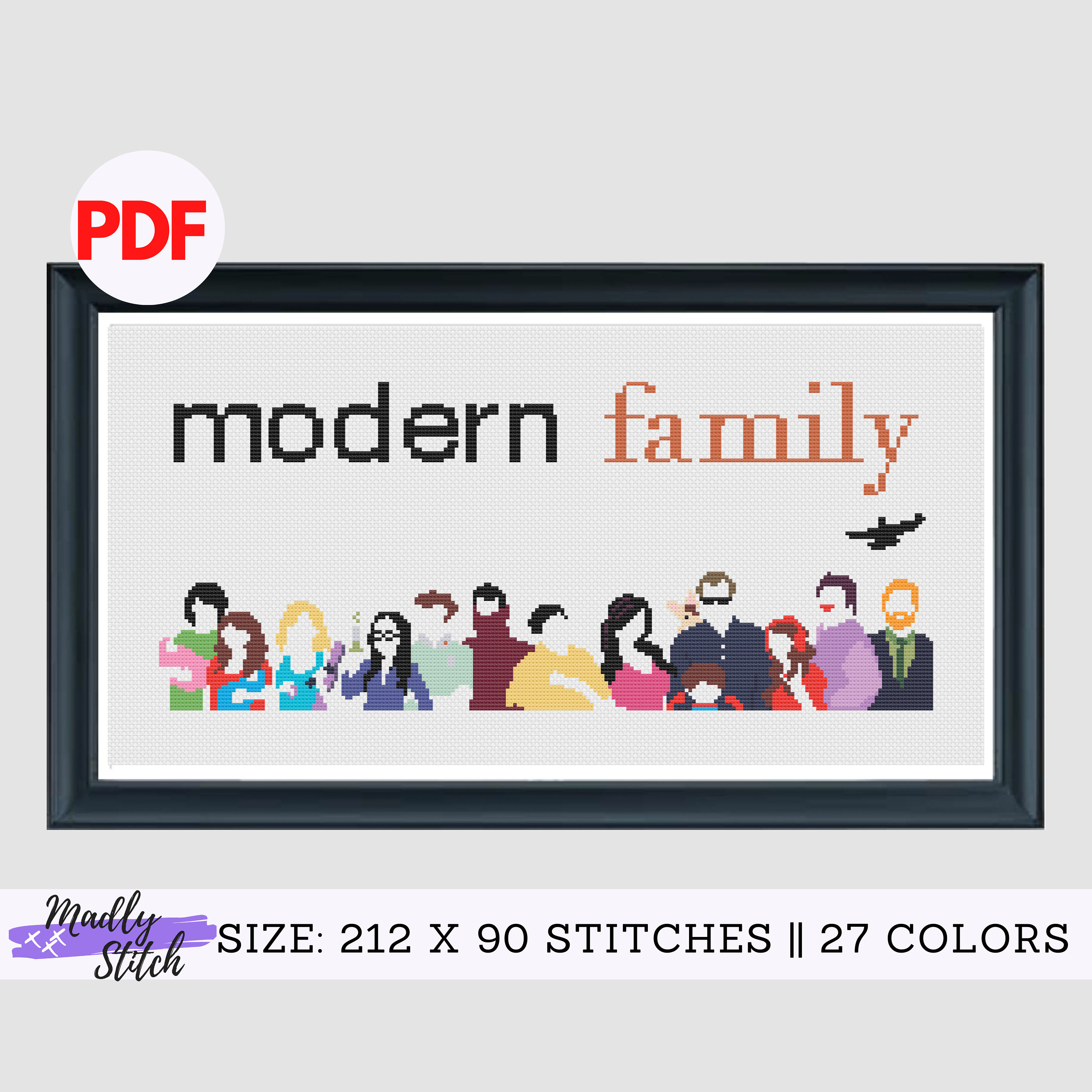 Modern Family Silhouette PDF Cross Stitch Instant Download Easy to Stitch  Good for Beginner - Etsy