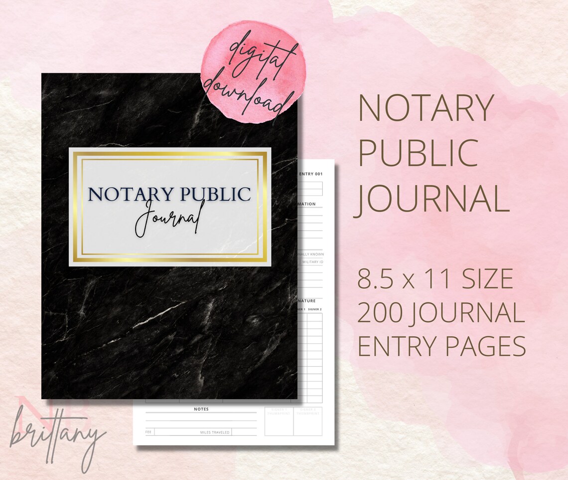 NOTARY PUBLIC JOURNAL Printable Digital Download Letter Size Etsy