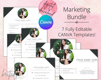 NOTARY MARKETING BUNDLE | 7 Editable Canva Templates for Notary Signing Agent | Flyer, Business Cards, Postcard, Badge, Email Signature