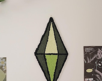 Handmade Sims Plumbob Punch Needle Wall Hanging – Gamer Decor