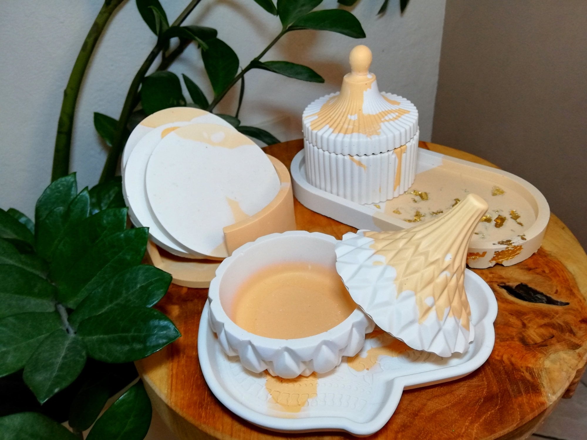 Set de 5 Décorations, Vide-Poche, Boites à Bijoux, Dessous Verre