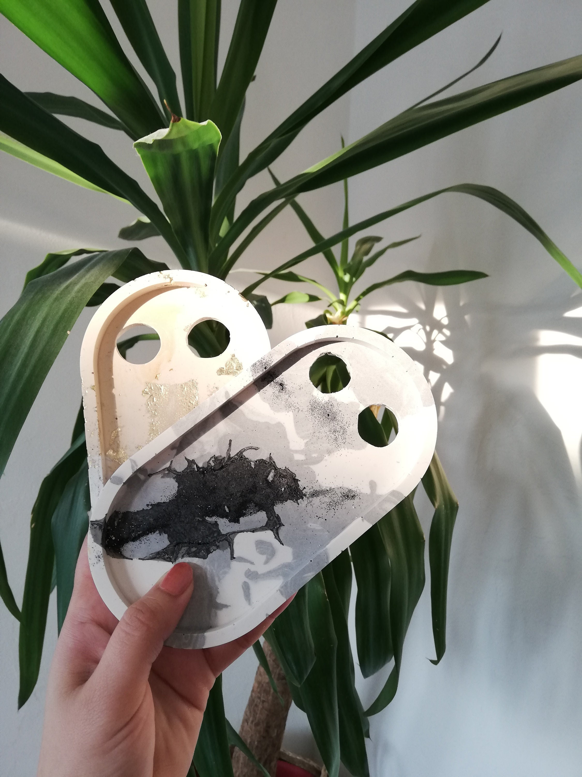 Set de Bougie et Encens/ Décoration Bougie/ Support Encens/Marbre Or/Noir