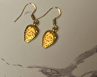 Gold Strawberry Earrings