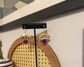 Gold and Purple Earrings