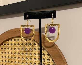Gold and Purple Earrings
