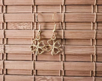 Gold Four Leaf Clover Earrings