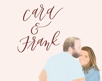 Wedding Guestbook Poster: Custom Digital Illustration from Photo