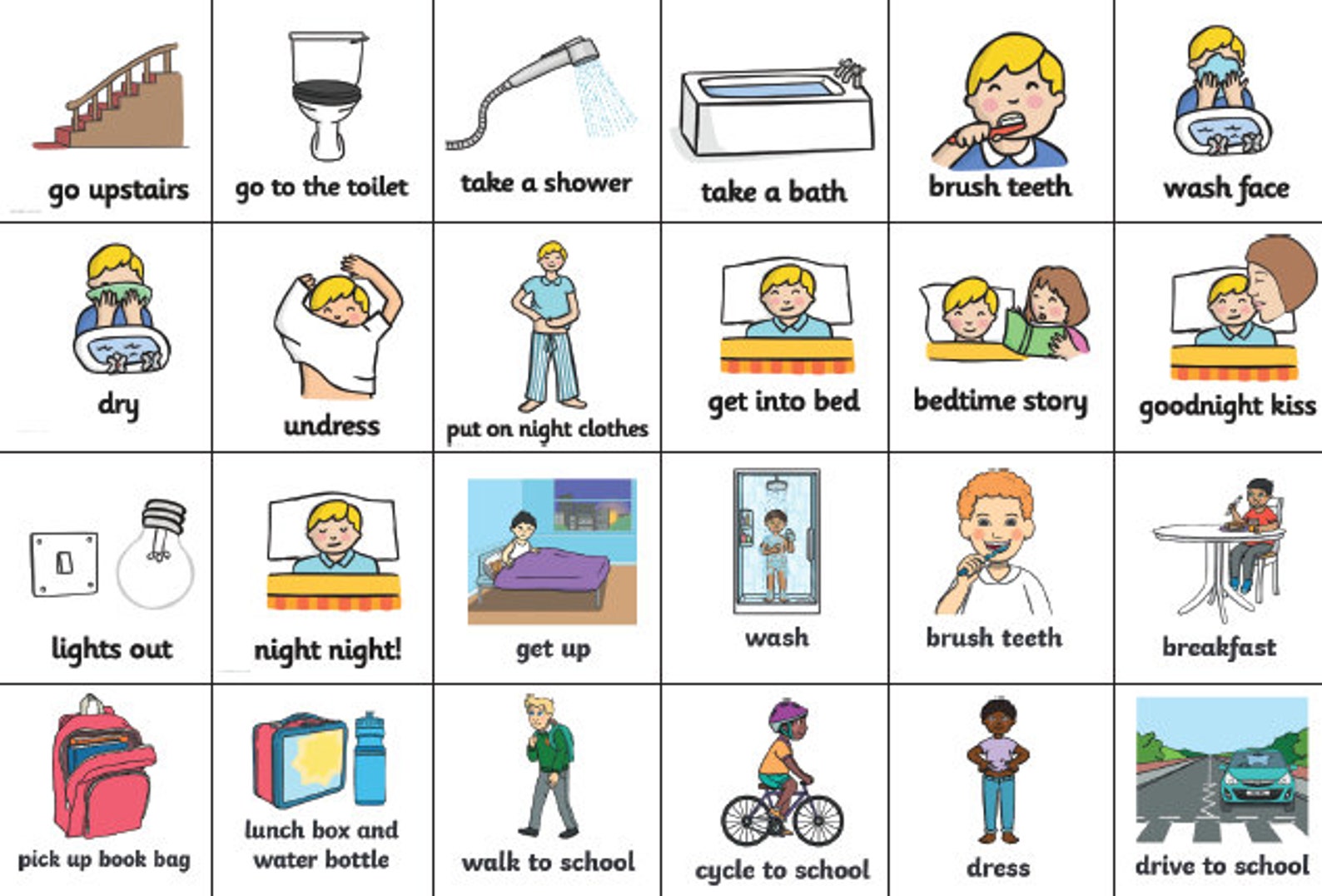 Visual Communication Cards Bed Time Routine for Boys and - Etsy UK