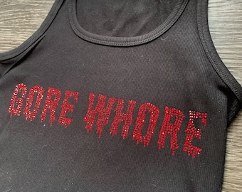 Gore Wh*re Alt Scene Vampire Rhinestone Horror Tank Cami Mall Goth Emo Vampire Shirt Alt 90s 2000s y2k movie cinema gore Halloween hot sexy