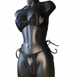 Mall Goth Spiderweb Bikini Y2K Rhinestones 2000’s 90’s Grunge