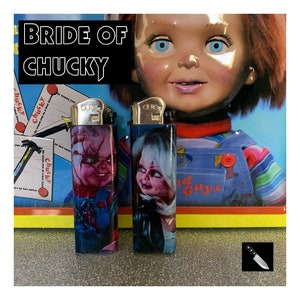 Bride of Chucky Lighter Set- Chucky movie, cult horror movie, slasher, halloween movie, chucky and tiff lighter gift collectible gore
