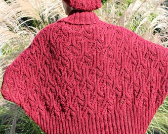 Boléro cape chauffe-âme tricoté à la main