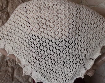 VENTE! Écharpe triangulaire pour femme tricotée à la main 100 % bébé alpaga en naturel