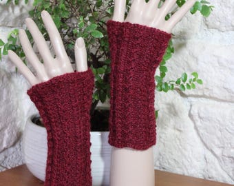Chauffe-poignets tricotés à la main pour femmes, 100 % bébé alpaga