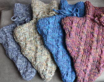 Housses de bouillotte en forme de cœur tricotées à la main + bouillotte également disponible - couleurs variées