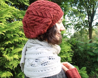 Bonnet pour femme tricoté à la main en 100% baby alpaga