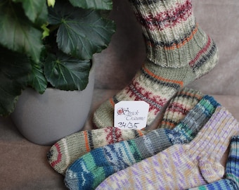 Chaussettes tricotées à la main, taille 34/35 - différentes épaisseurs de fil