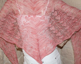 VENTE! Écharpe triangulaire pour femme tricotée à la main 100 % bébé alpaga rose