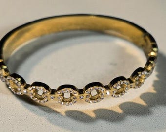 Bracelet jonc à charnière élégant et moderne, bracelet en acier inoxydable plaqué or