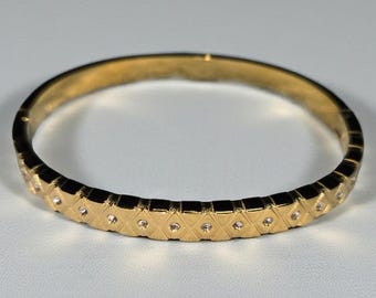 Bracelet jonc à charnière en acier inoxydable plaqué or, élégant bracelet résistant à la ternissure
