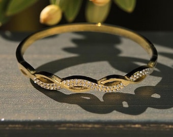 Élégant bracelet jonc à charnière en acier inoxydable, plaqué or, bijoux sans ternissement
