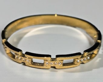 Bracelet jonc articulé en acier inoxydable plaqué or, bijoux élégants de tous les jours