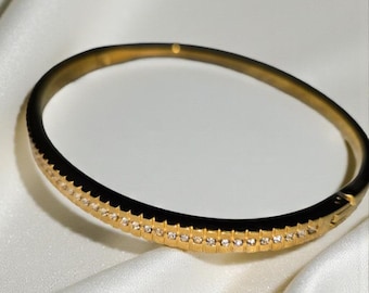 Bracelet jonc articulé minimaliste en plaqué or, acier inoxydable, sans ternissement