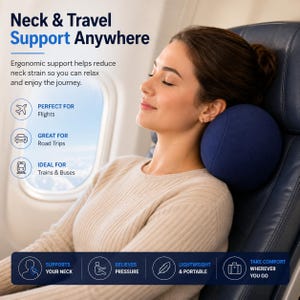 Almohada de viaje con forma de bola, almohada cervical de microesferas para vuelos, almohada compacta para viajes en avión, almohada para mochileros, cojín para viajes en coche imagen 3