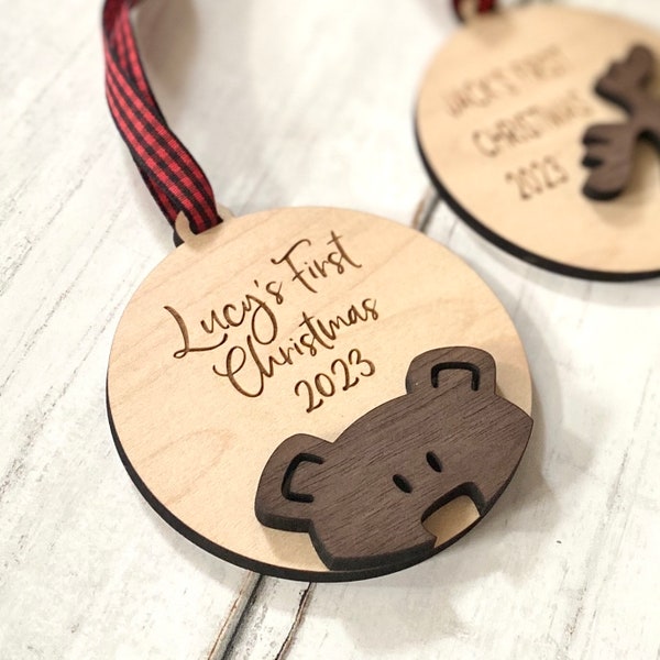 Baby's First Christmas Ornament | Personalized Ornament |  First Christmas 2023 | Bear Ornament | Woodland Ornament | New Baby